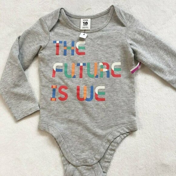 Stem 2pc Gray Onesie & Olive Green Shorts Bundle, The future is we - Picture 4 of 7